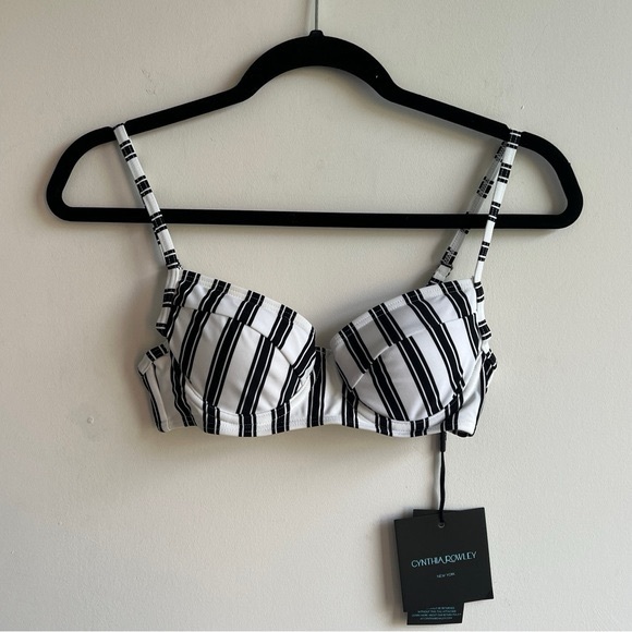 Cynthia Rowley black white striped retro Loren swim suit bikini - Picture 2 of 12